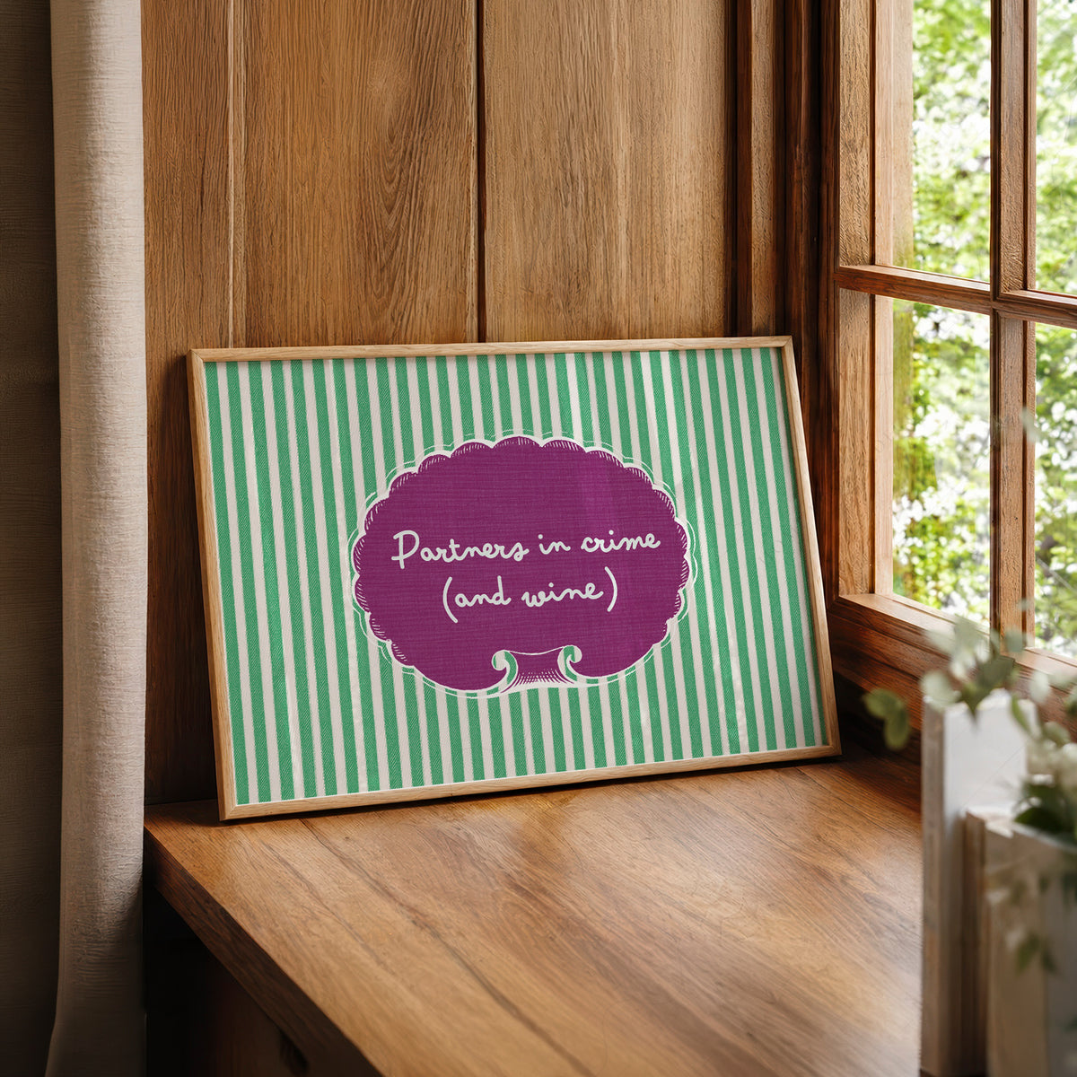 Partners in Crime and Wine Quote Art Print — artwork preview 22