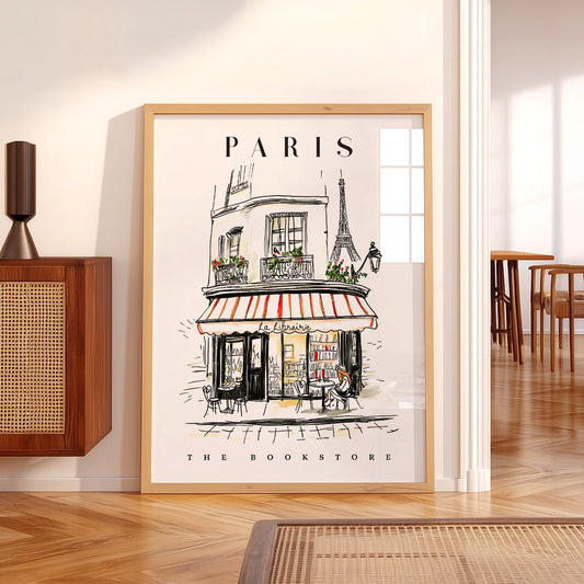 Paris Bookstore Art Print – French Bookshop Illustration Poster — artwork preview 5