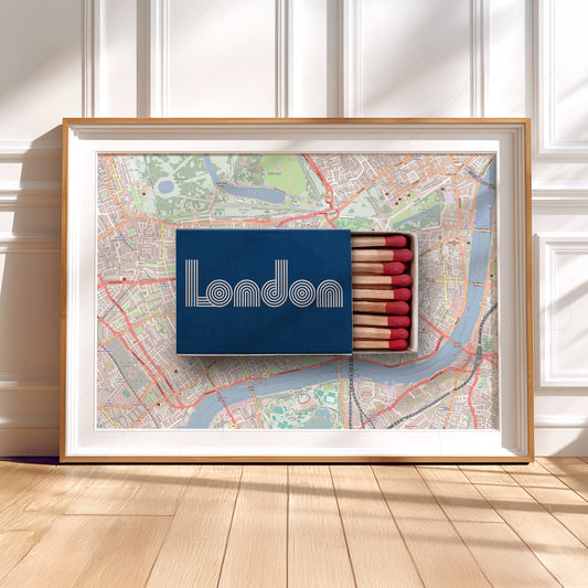 London Matchbox Print on City Map – Retro Travel Wall Art Poster — artwork preview 5