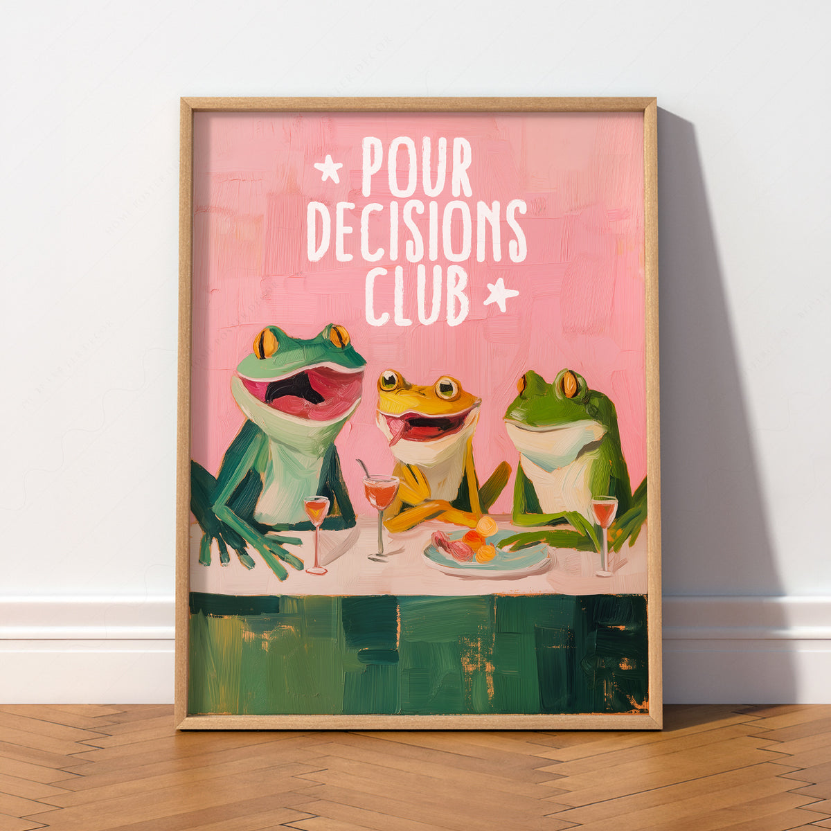 Pour Decisions Club Frog Print – Funny Bar Wall Art – 64-19 — artwork preview 2