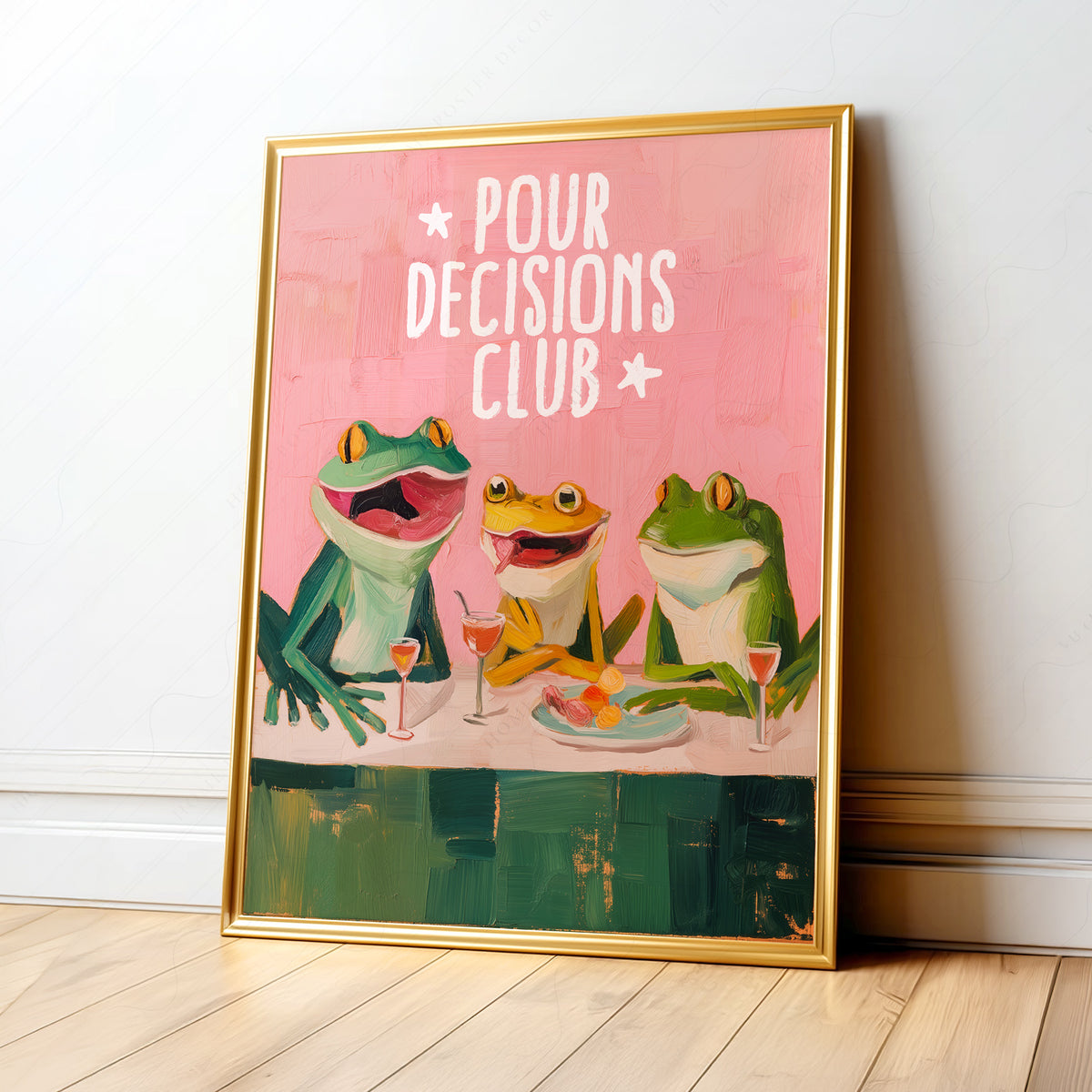 Pour Decisions Club Frog Print – Funny Bar Wall Art – 64-19 — artwork preview 1