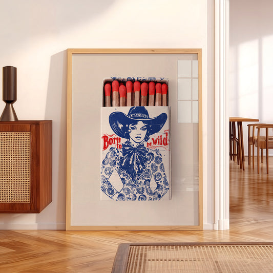 Born to Be Wild Cowgirl Matchbox Print – Vintage Western Wall Art Poster — artwork preview 5