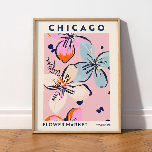 Chicago Flower Market Print – Colorful Floral Poster Wall Art Decor — artwork preview 2