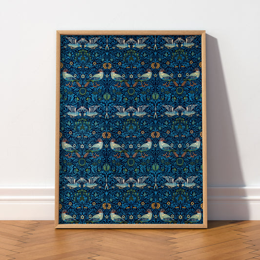 William Morris Blue Bird Pattern Art Print – Arts & Crafts Wall Decor — artwork preview 2