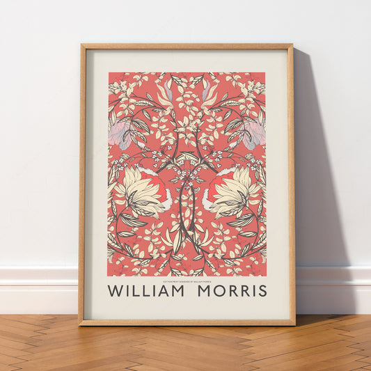 William Morris Red Floral Cotton Print – Arts & Crafts Wall Art Poster — artwork preview 2