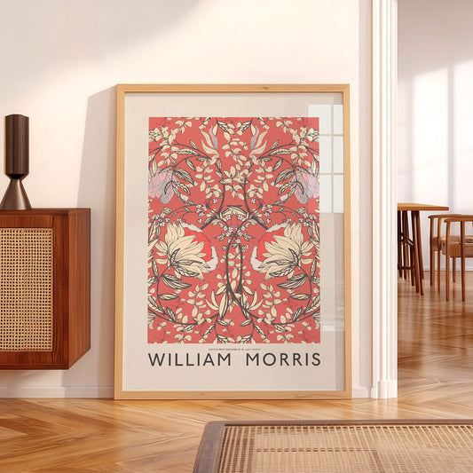 William Morris Red Floral Cotton Print – Arts & Crafts Wall Art Poster — artwork preview 5