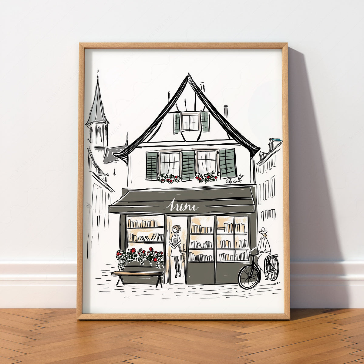 Zurich Bookshop Illustration Art Print — artwork preview 2
