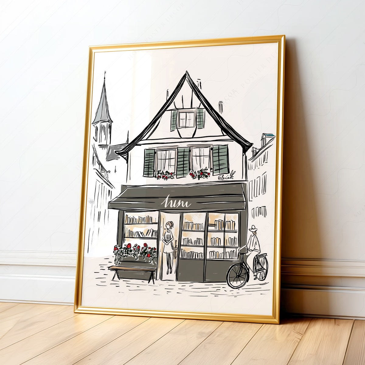Zurich Bookshop Illustration Art Print — artwork preview 1