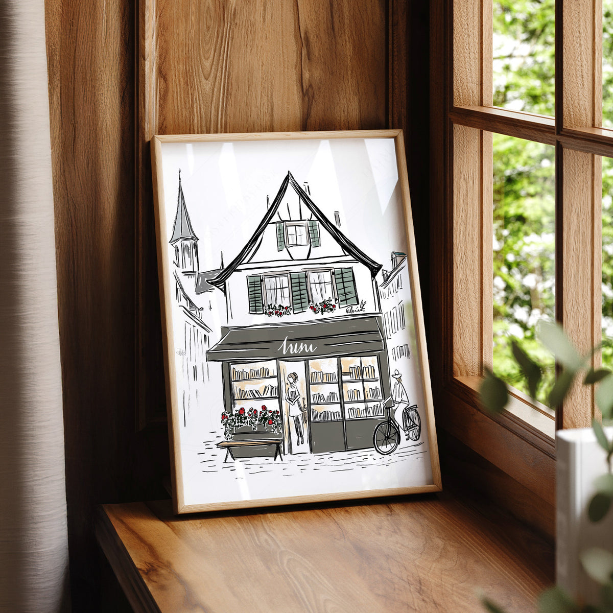 Zurich Bookshop Illustration Art Print — artwork preview 7