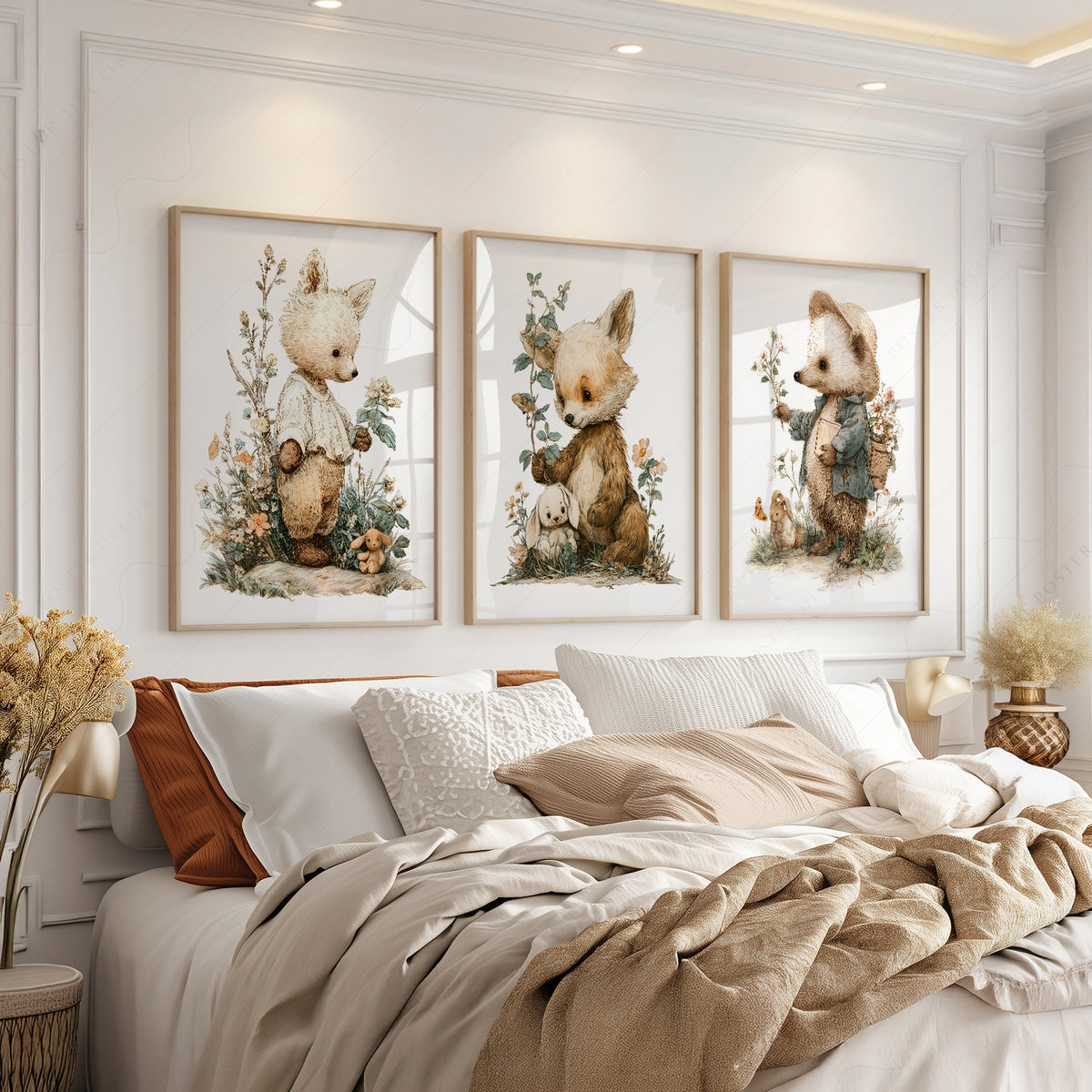 Woodland Nursery Art Set – Whimsical Forest Animals Storybook Prints – 70-02 — artwork preview 3