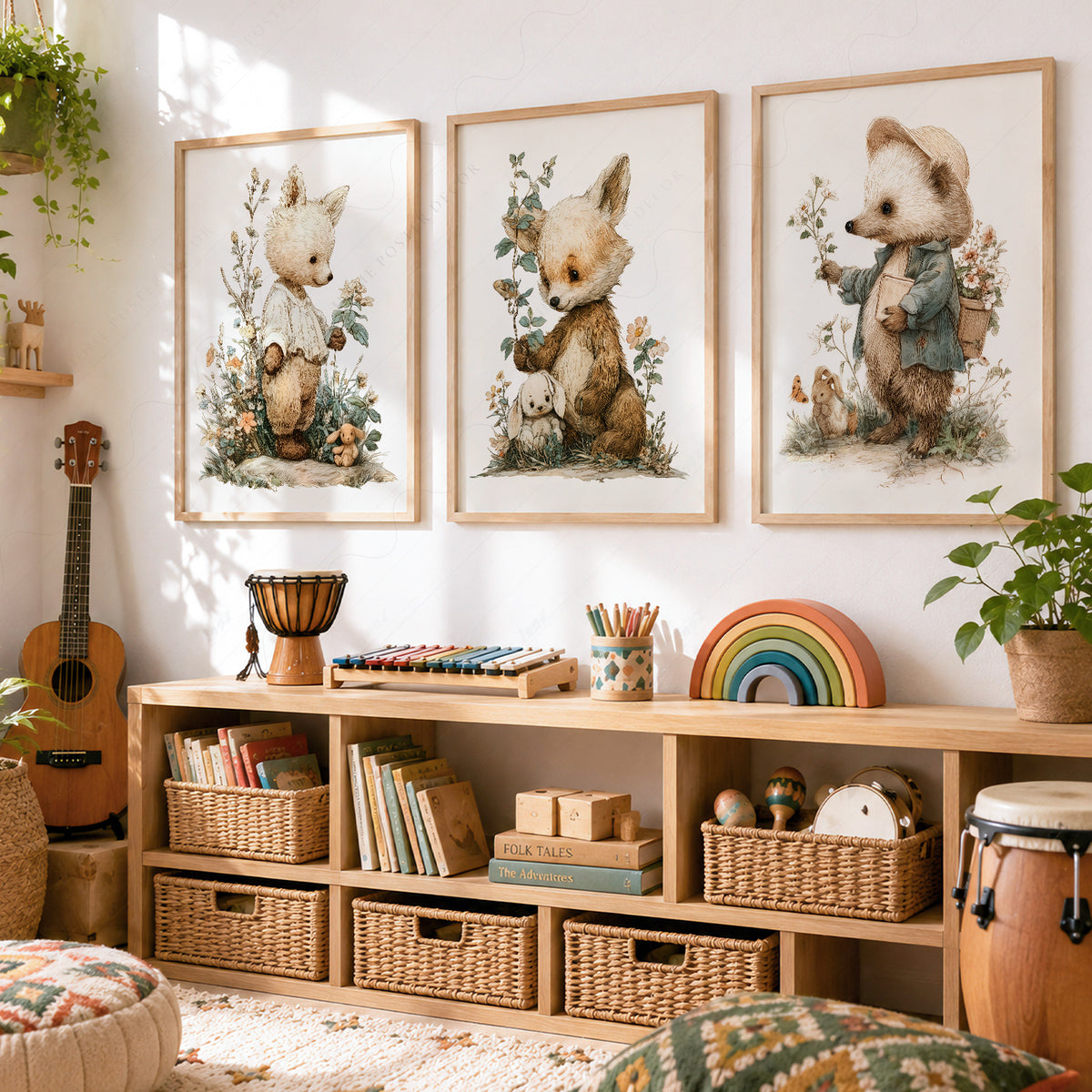 Woodland Nursery Art Set – Whimsical Forest Animals Storybook Prints – 70-02 — artwork preview 12