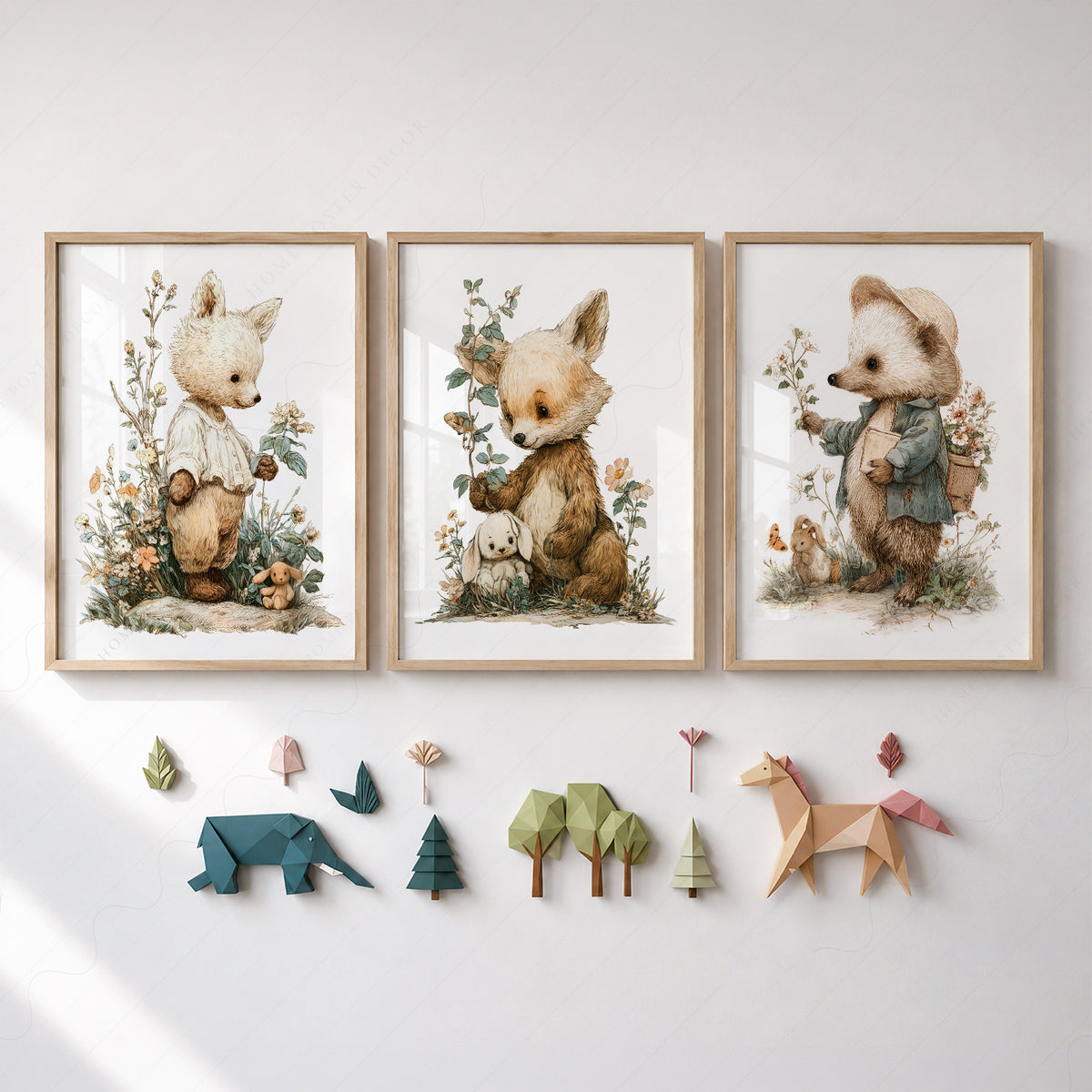 Woodland Nursery Art Set – Whimsical Forest Animals Storybook Prints – 70-02 — artwork preview 16