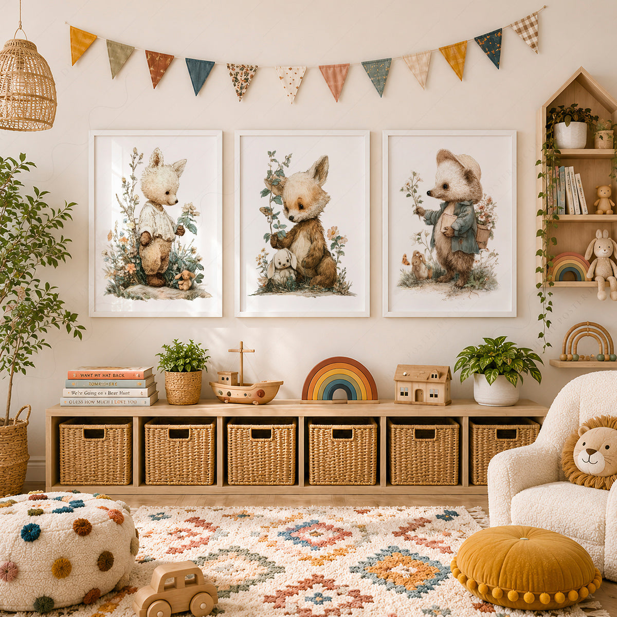 Woodland Nursery Art Set – Whimsical Forest Animals Storybook Prints – 70-02 — artwork preview 18