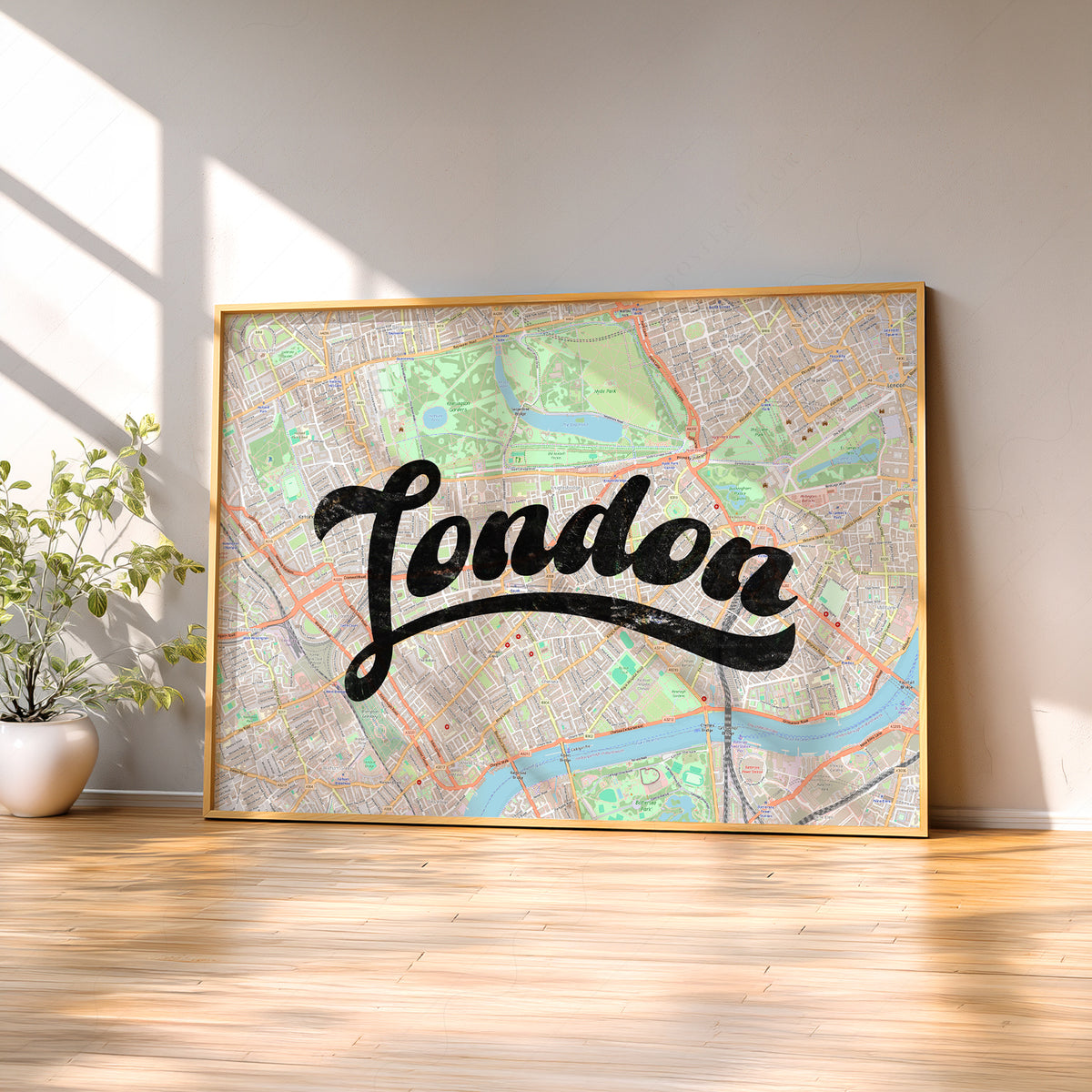 London Script Map Art Print — artwork preview 2