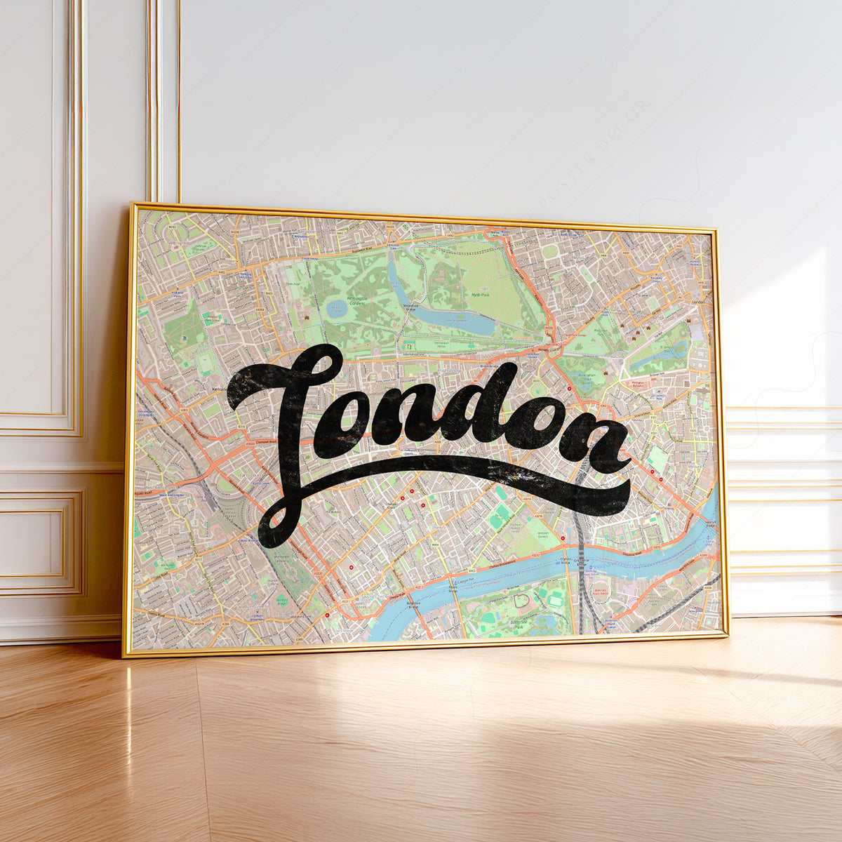 London Script Map Art Print — artwork preview 1