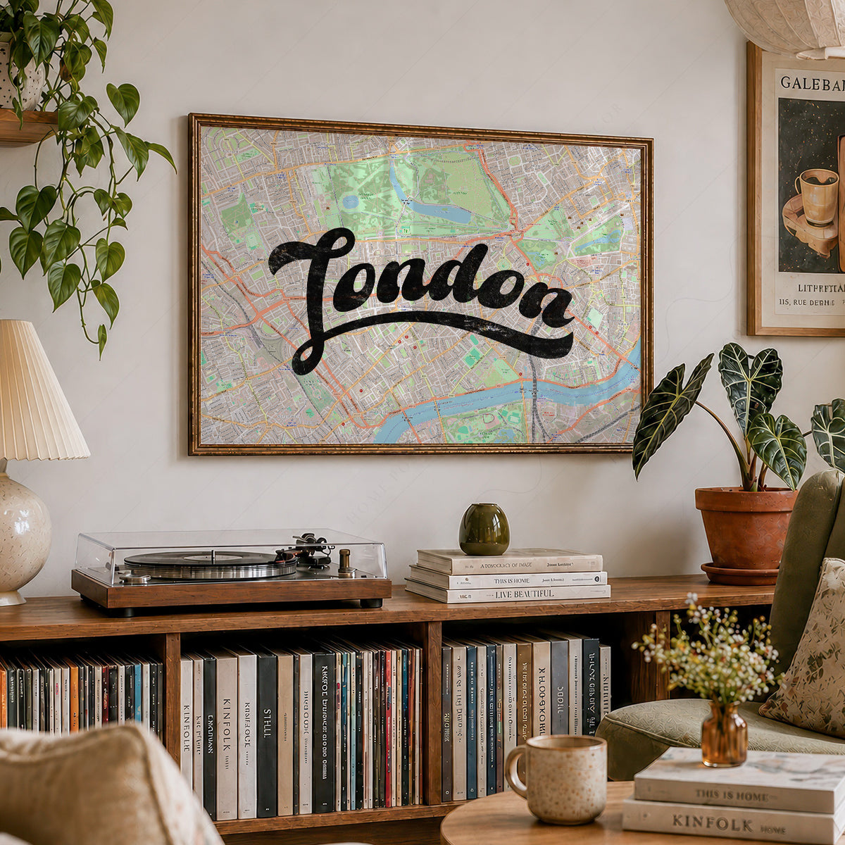 London Script Map Art Print — artwork preview 19