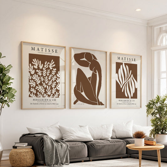 Henri Matisse Set of 3 Art Prints – Neutral Cut-Out Gallery Wall Decor — artwork preview 1