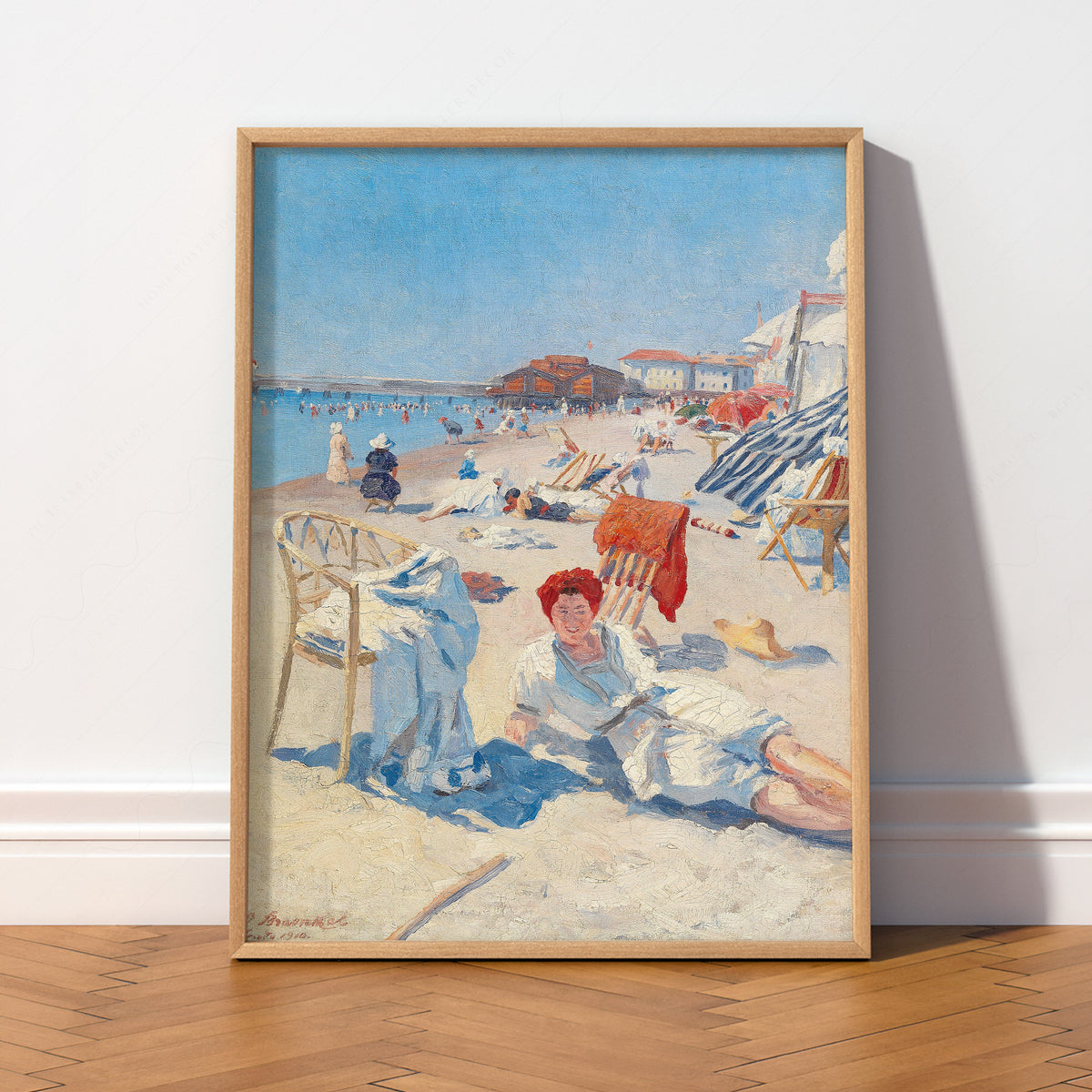 Vintage French Riviera Beach Scene Art Print – Coastal Summer Poster – 28-01 — artwork preview 2
