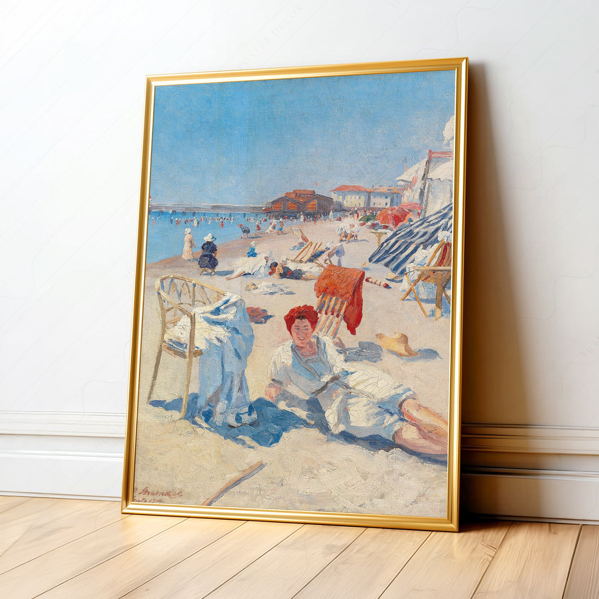 Vintage French Riviera Beach Scene Art Print – Coastal Summer Poster – 28-01 — artwork preview 1