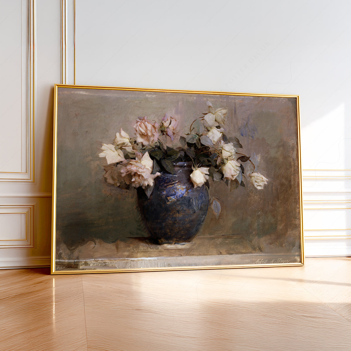 Abbott Handerson Thayer Flowers in a Blue Vase Art Print — artwork preview 1