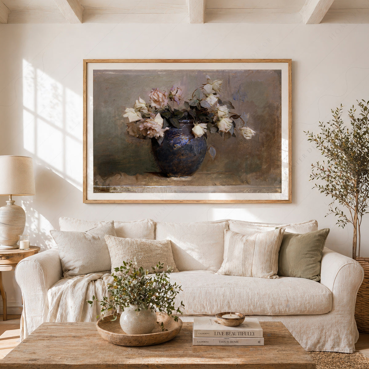 Abbott Handerson Thayer Flowers in a Blue Vase Art Print — artwork preview 23
