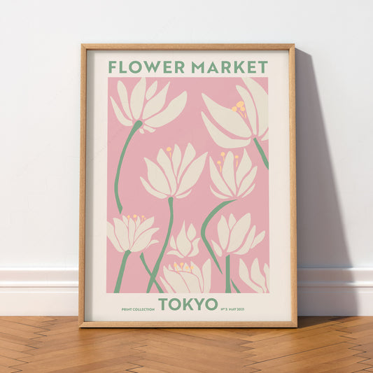 Flower Market Tokyo Print – Pink Floral Wall Art Poster for Modern Decor — artwork preview 2
