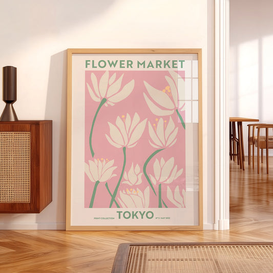 Flower Market Tokyo Print – Pink Floral Wall Art Poster for Modern Decor — artwork preview 5