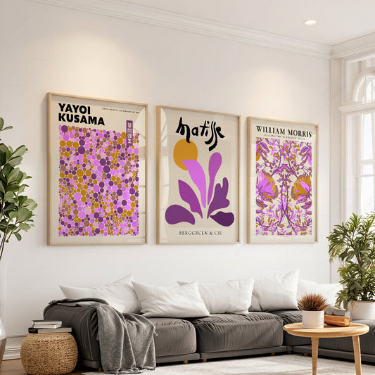 Matisse Morris Kusama Set of 3 Prints – Purple Gallery Wall Art Decor — artwork preview 1