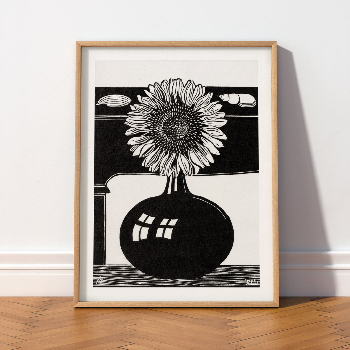 Samuel Jessurun de Mesquita Sunflower in a Black Vase Art Print — artwork preview 2
