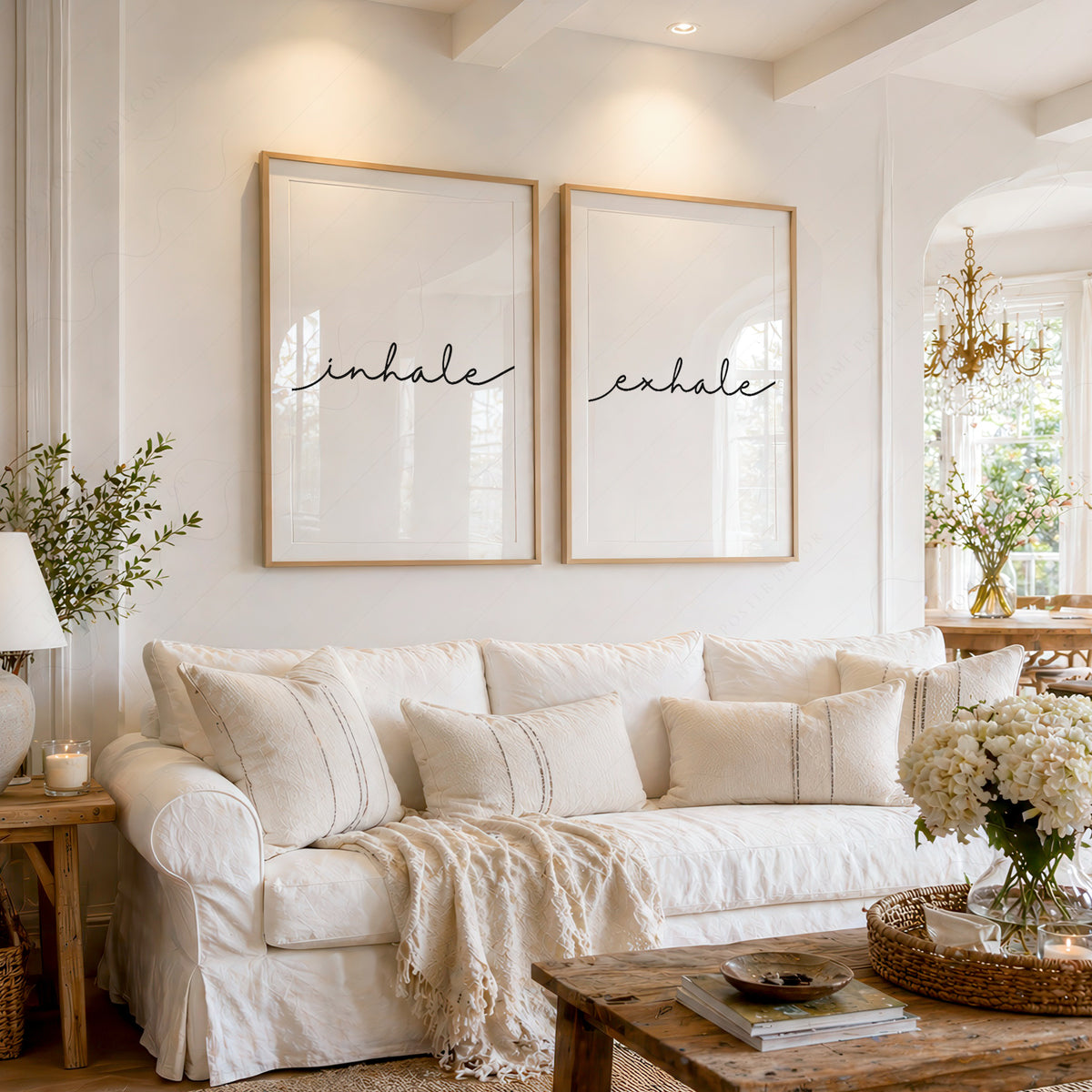 Inhale Exhale Print Set of 2 – Minimalist Typography Wall Art – 11 — artwork preview 1