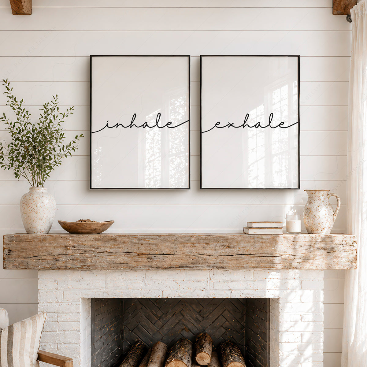 Inhale Exhale Print Set of 2 – Minimalist Typography Wall Art – 11 — artwork preview 6