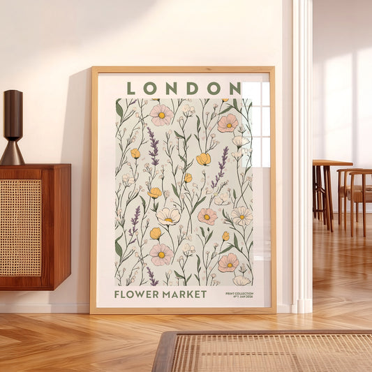London Flower Market Print – Botanical Wildflower Wall Art Poster — artwork preview 5