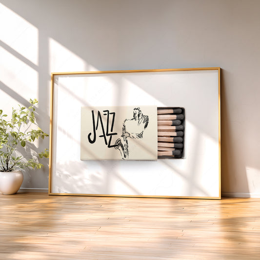 Vintage Jazz Matchbox Art Print – Retro Music Wall Decor Poster — artwork preview 2