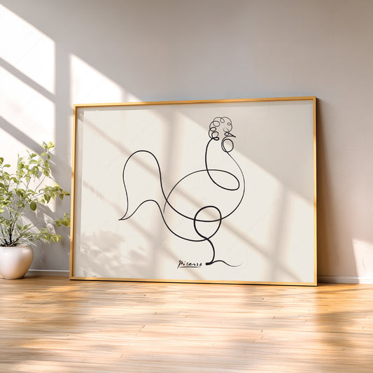 Pablo Picasso Le Coq The Rooster Line Art Print – Minimalist Wall Art — artwork preview 2
