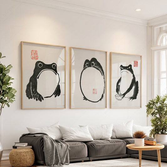 Matsumoto Hoji Frog Print Set – Japanese Ink Art Zen Wall Decor — artwork preview 1