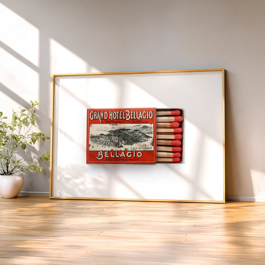 Vintage Grand Hotel Bellagio Matchbox Print – Lake Como Italy Wall Art — artwork preview 2