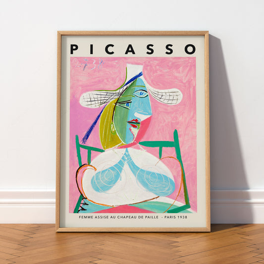 Pablo Picasso Femme Assise au Chapeau de Paille Print – Cubist Wall Art — artwork preview 2