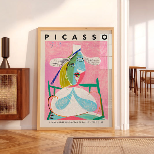Pablo Picasso Femme Assise au Chapeau de Paille Print – Cubist Wall Art — artwork preview 5