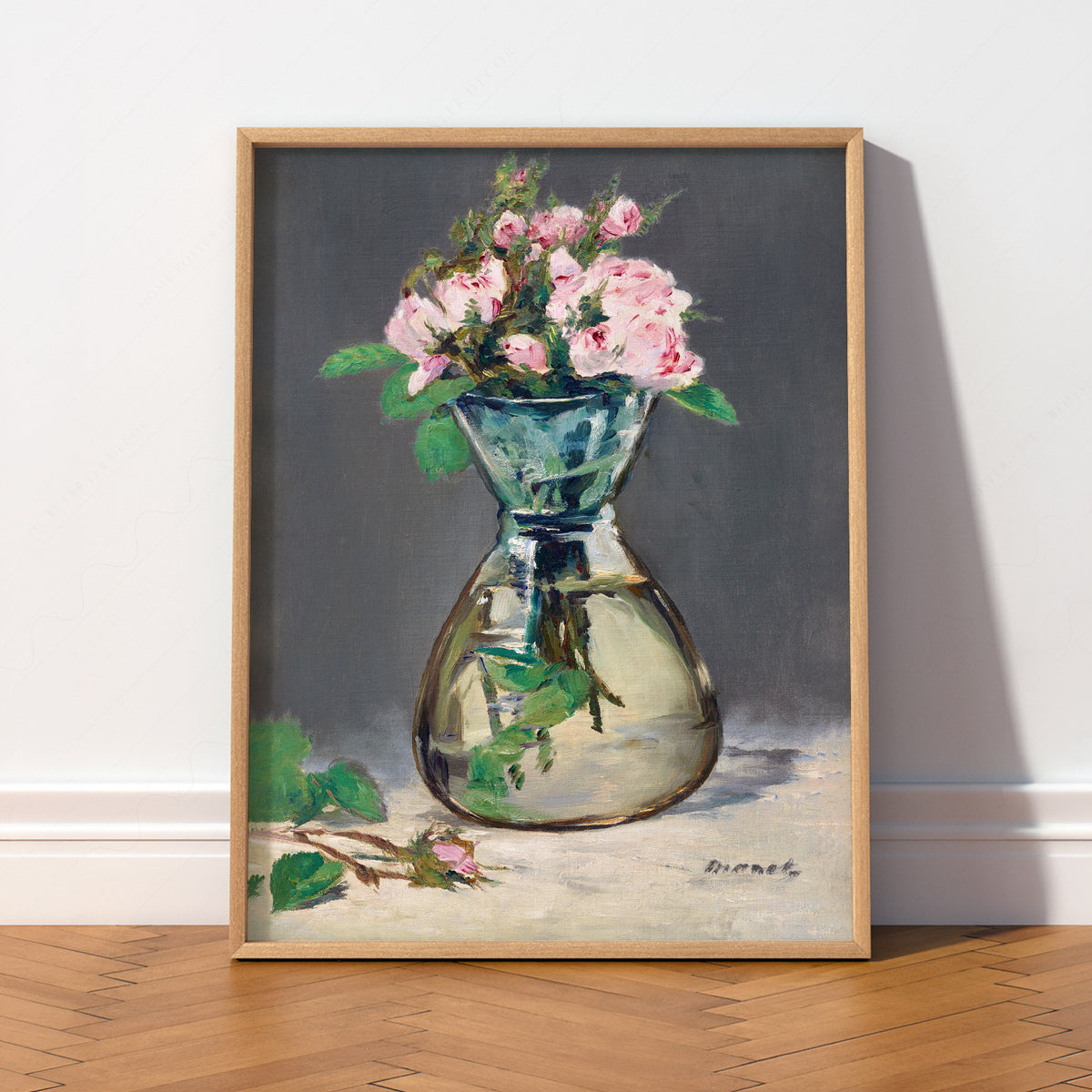 Édouard Manet Moss Roses in a Vase Art Print – Impressionist Wall Decor — artwork preview 2