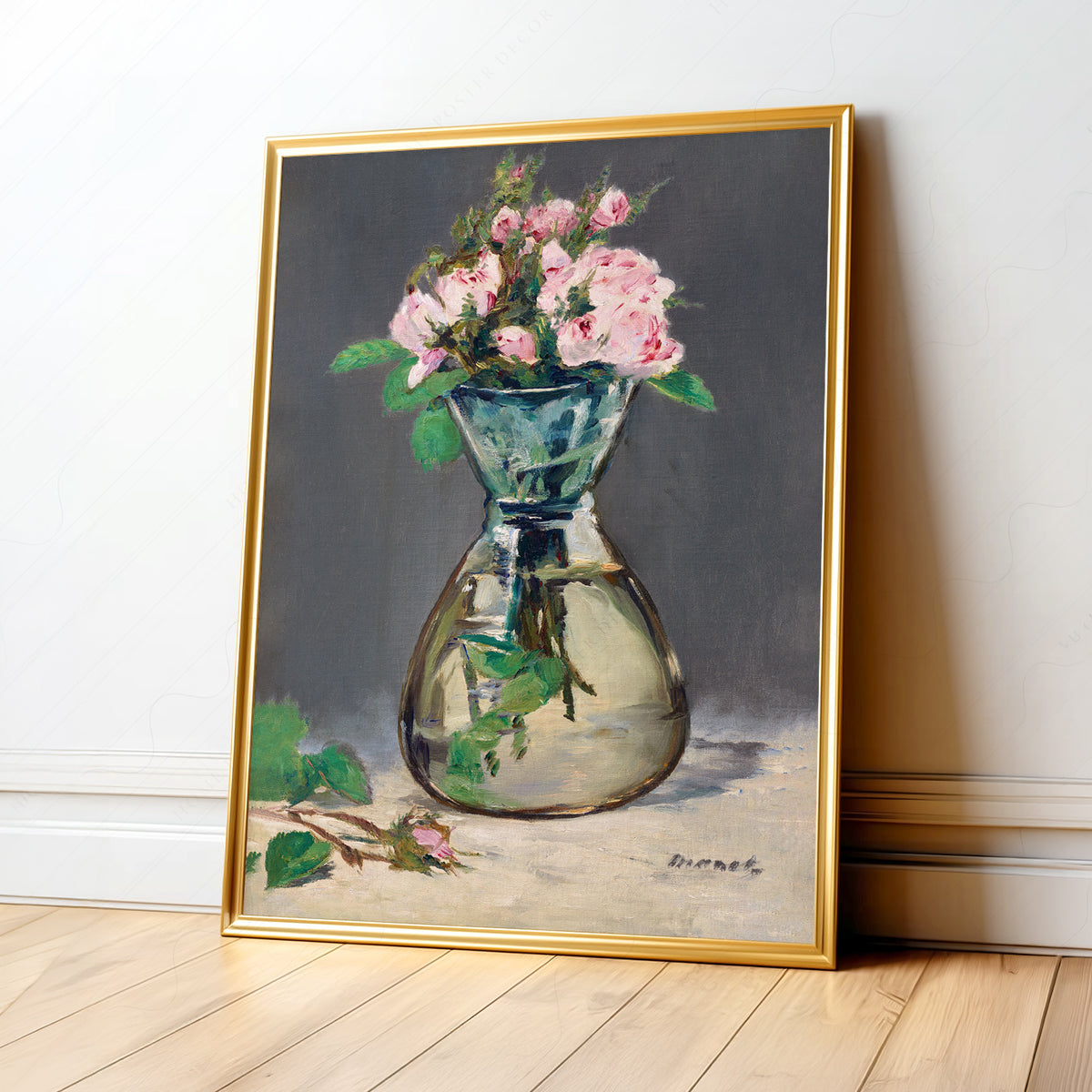 Édouard Manet Moss Roses in a Vase Art Print – Impressionist Wall Decor — artwork preview 1
