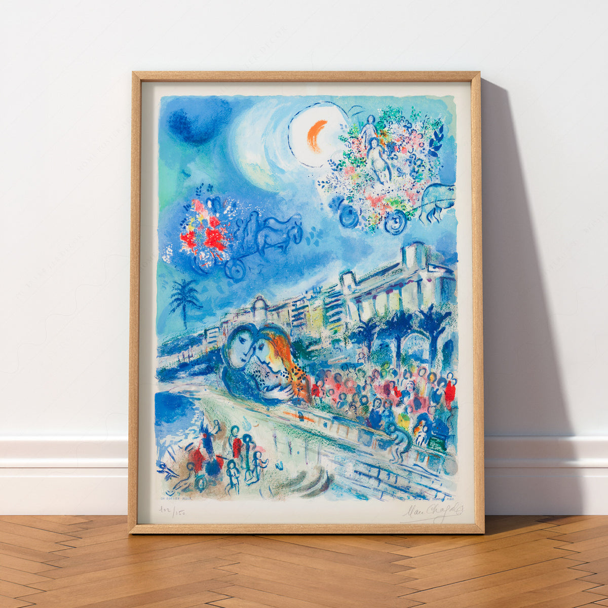 After Marc Chagall Blue City and Flowers Art Print — artwork preview 2