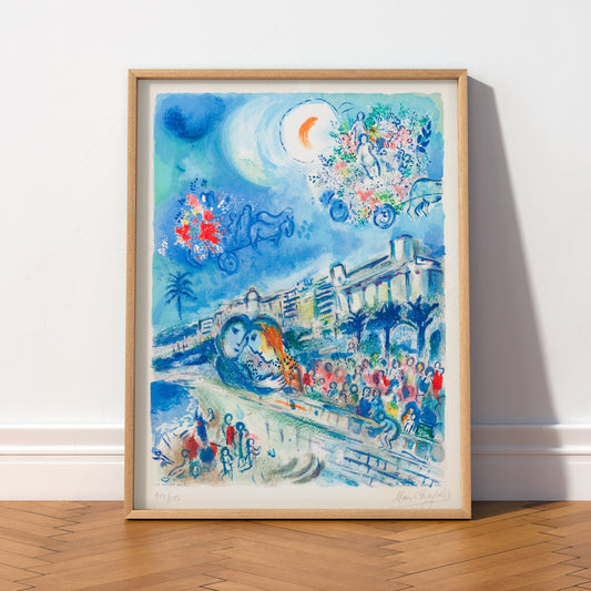 After Marc Chagall Blue City and Flowers Art Print — artwork preview 2