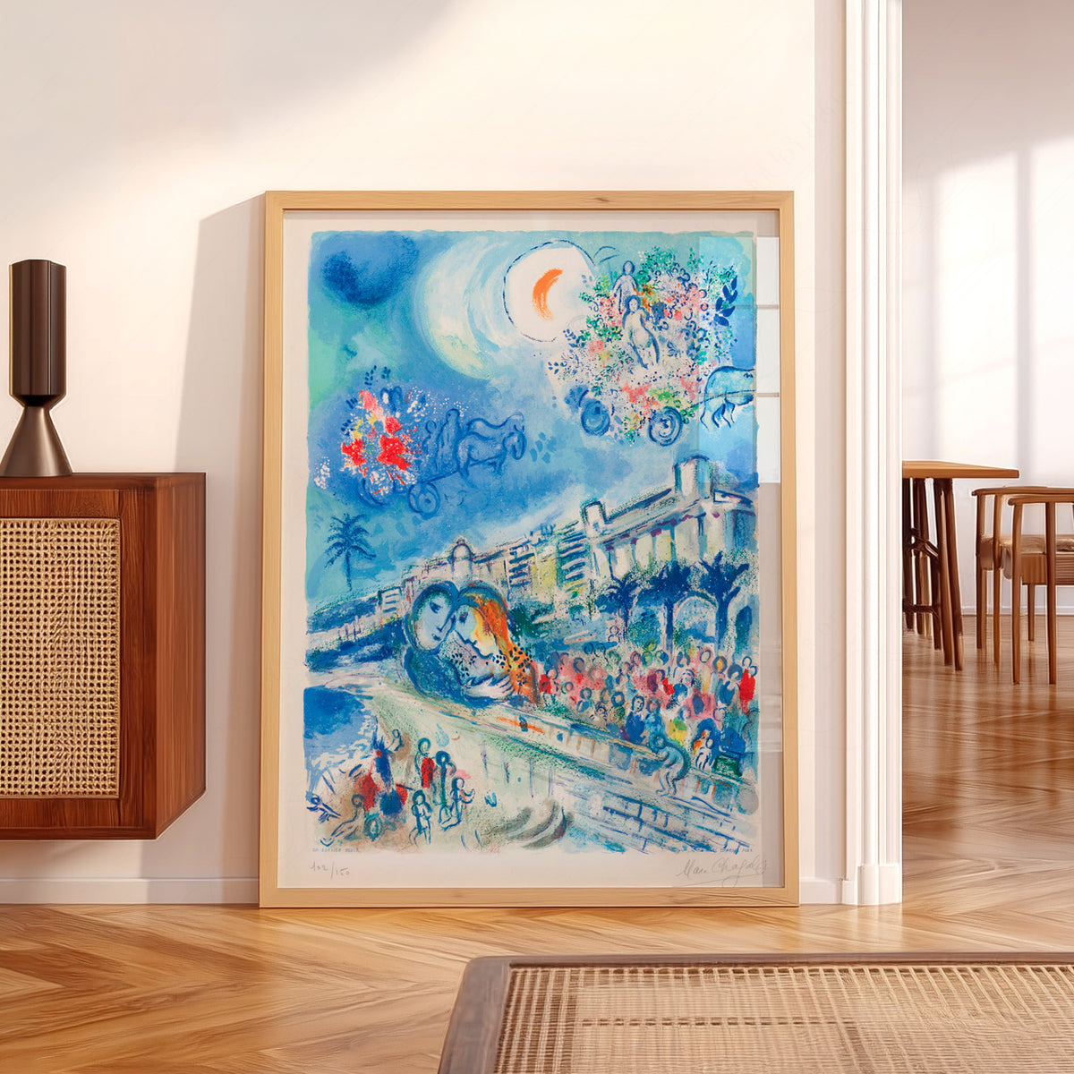 After Marc Chagall Blue City and Flowers Art Print — artwork preview 5