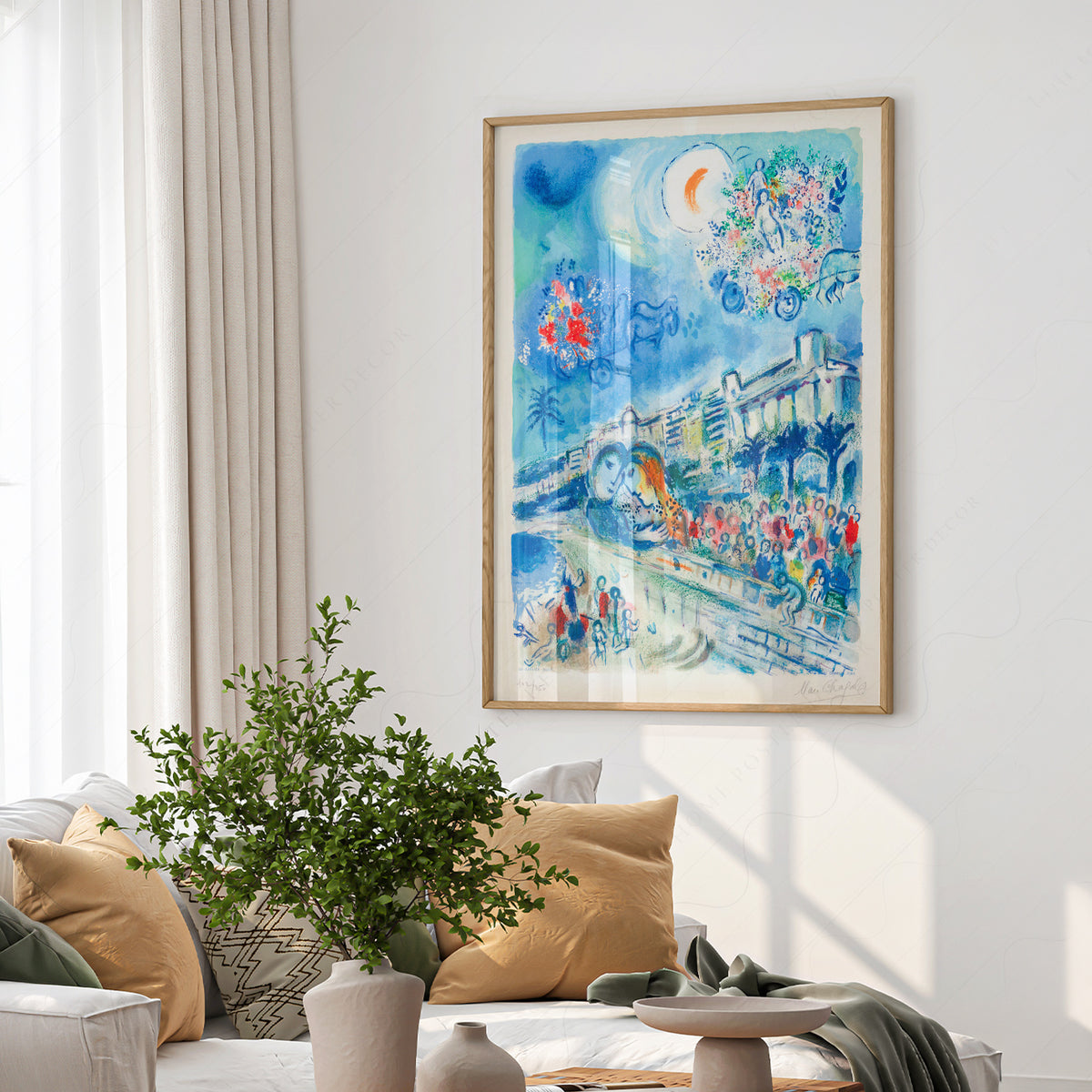 After Marc Chagall Blue City and Flowers Art Print — artwork preview 6