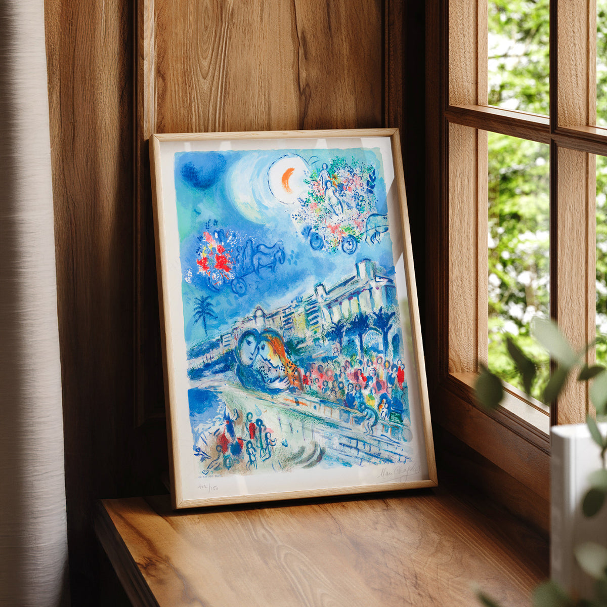 After Marc Chagall Blue City and Flowers Art Print — artwork preview 7