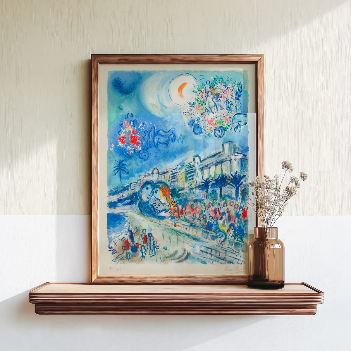 After Marc Chagall Blue City and Flowers Art Print — artwork preview 18