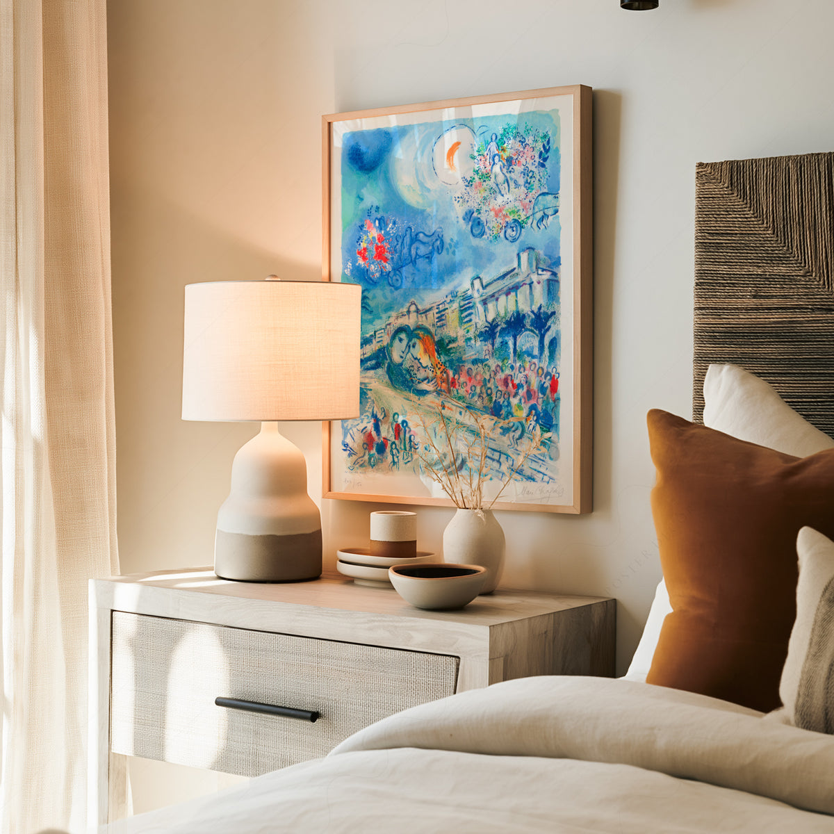 After Marc Chagall Blue City and Flowers Art Print — artwork preview 19
