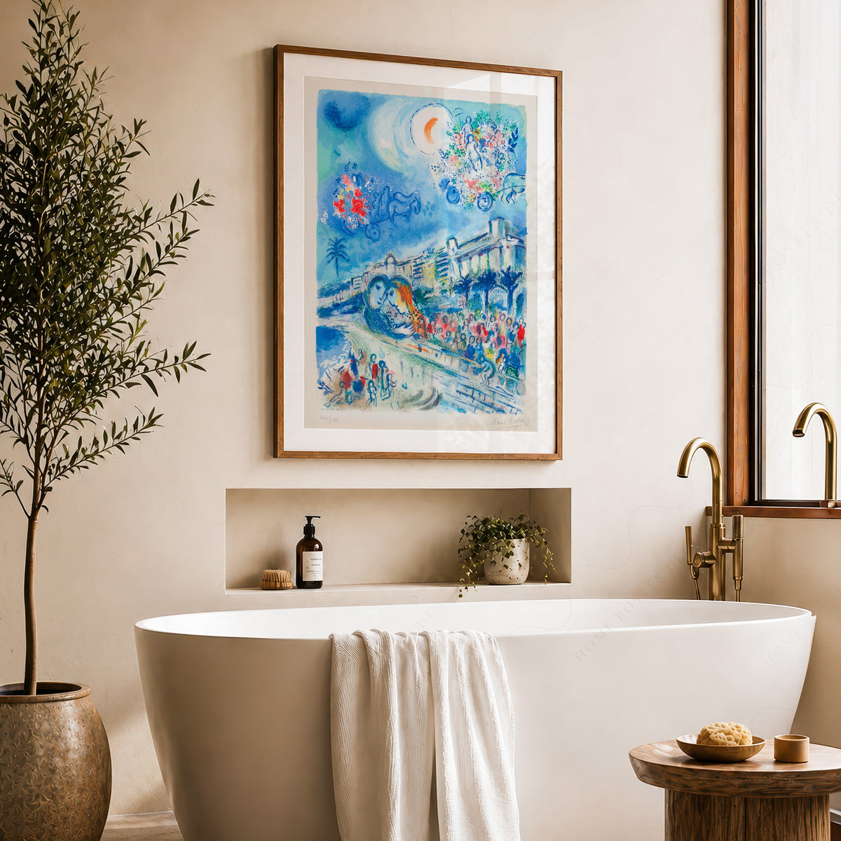 After Marc Chagall Blue City and Flowers Art Print — artwork preview 22