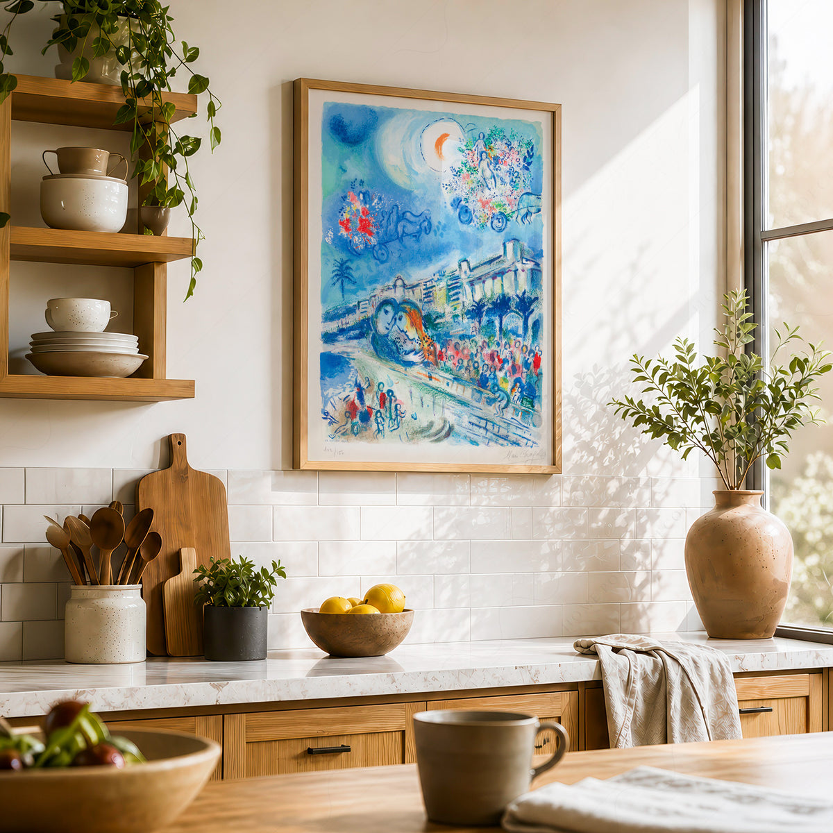 After Marc Chagall Blue City and Flowers Art Print — artwork preview 23