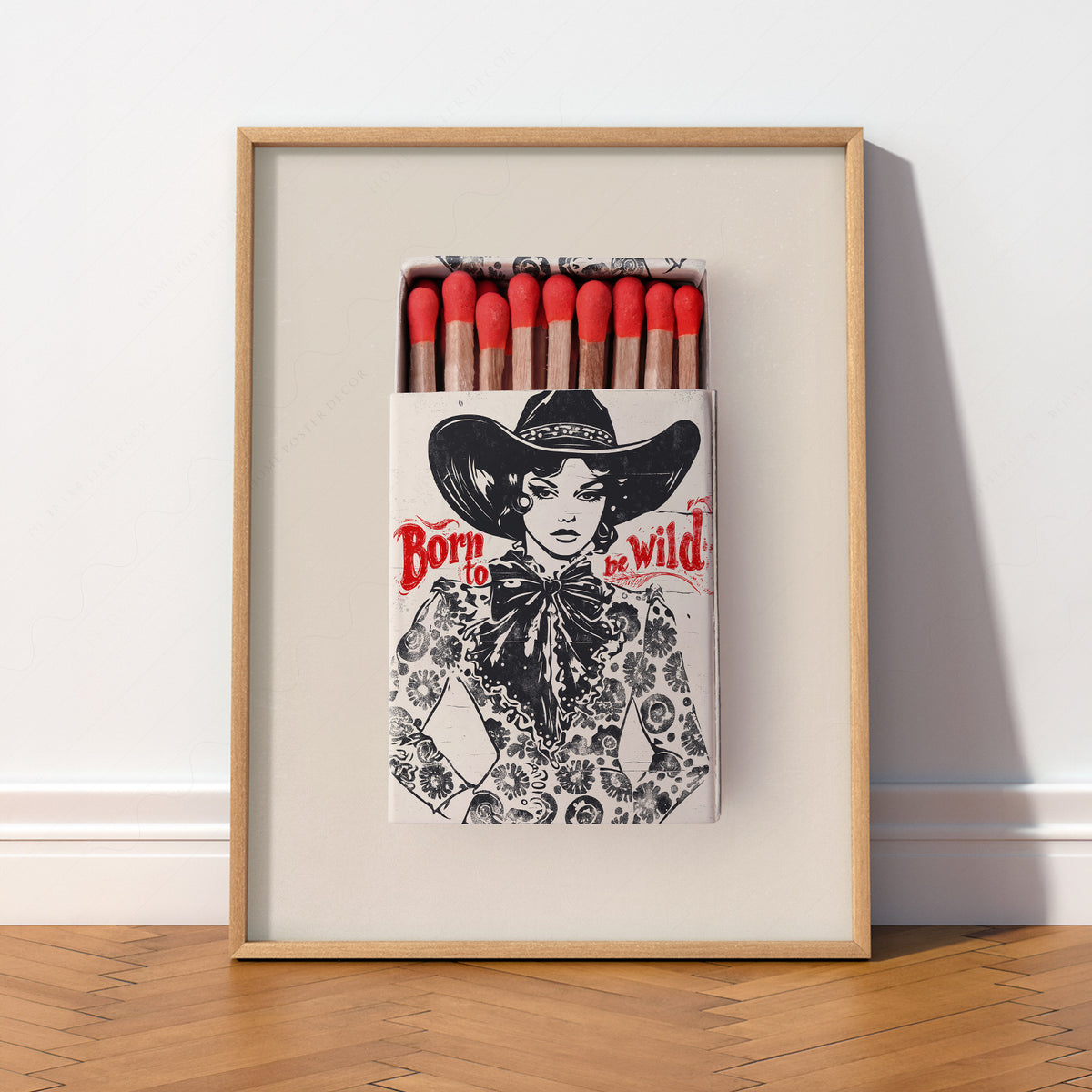 Born to Be Wild Black Cowboy Matchbox Art Print — artwork preview 2